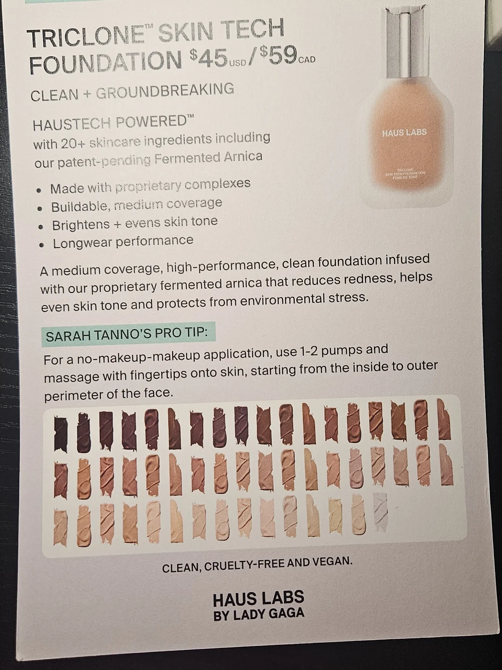 Haus Labs Triclone Skin Tech Foundation 250 light medium neutral NEW IN BOX